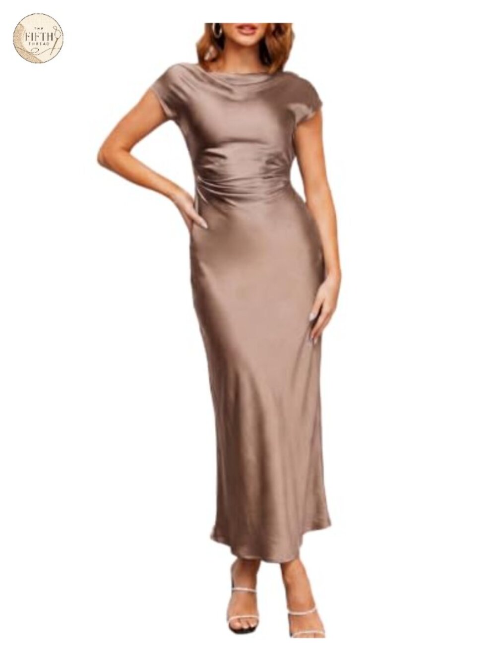 Gmeitoey Women's Formal Satin Backless Midi Dress Cocktail Wedding Guest